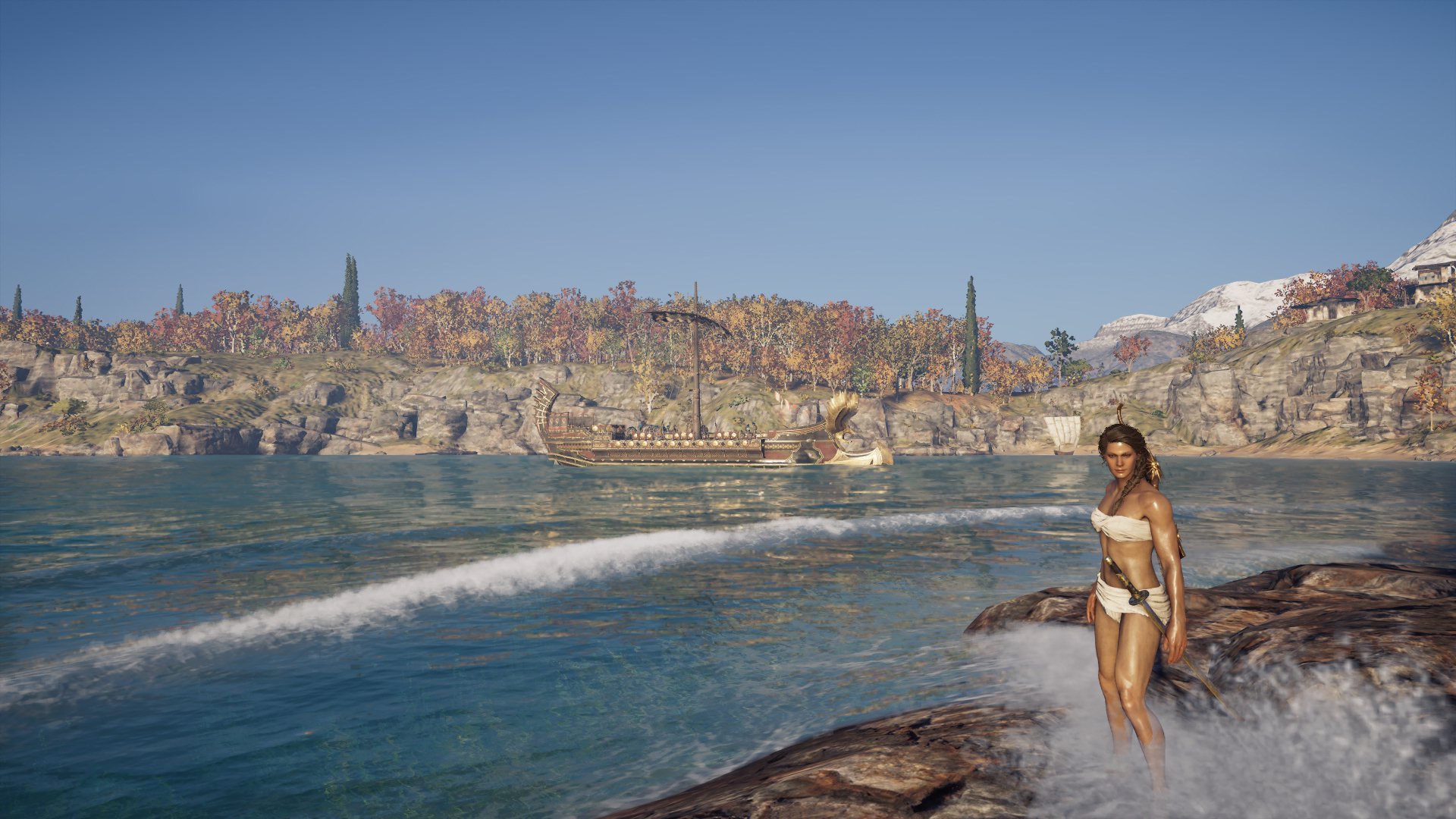 My character from Assassin's Creed enjoying a day at the beach