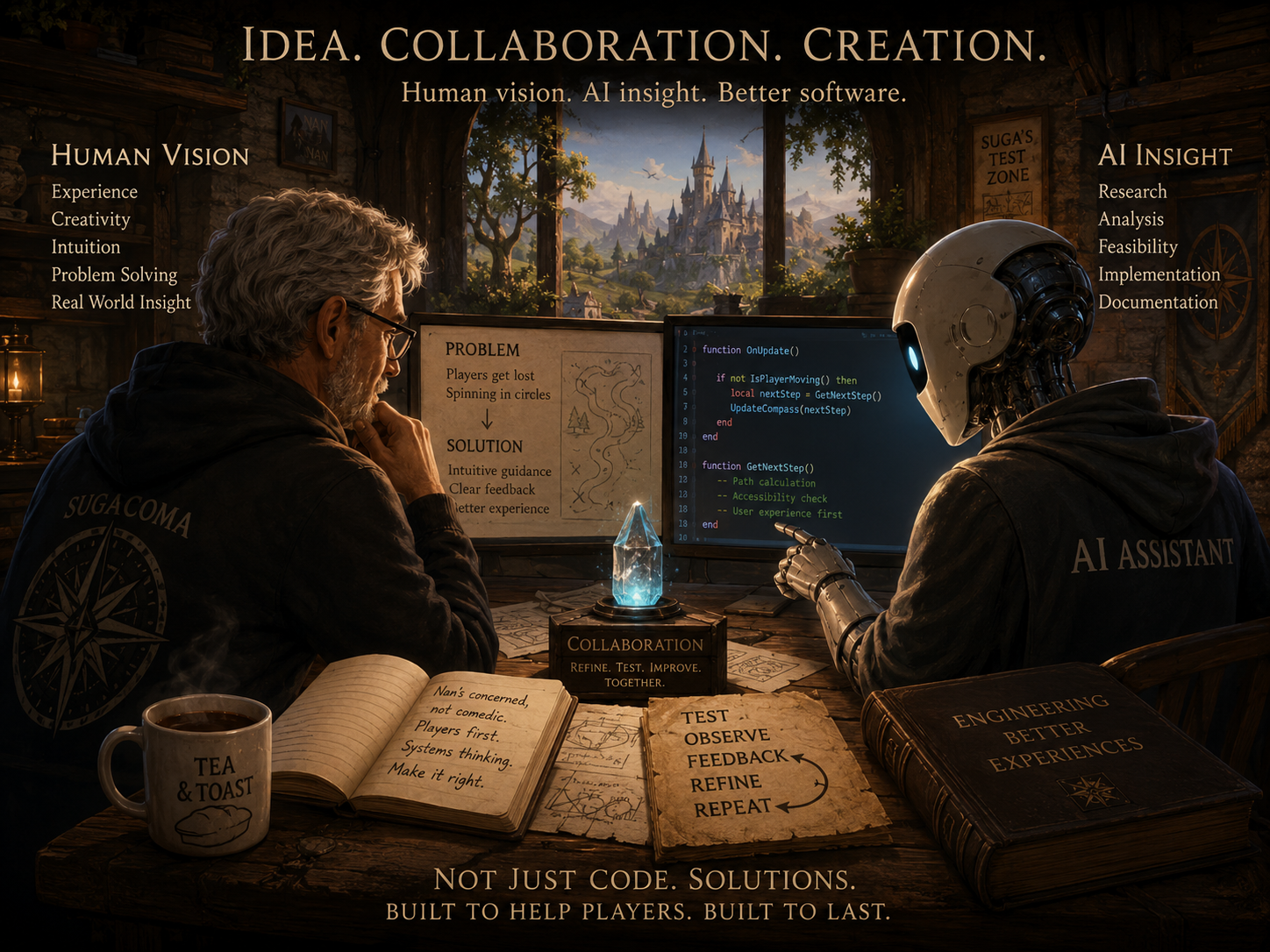 Human and AI engineering together through shared vision, testing and refinement